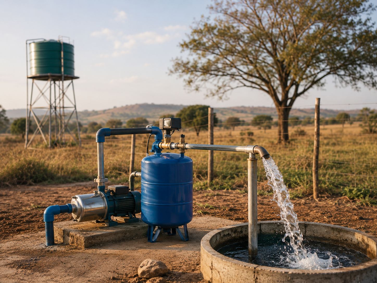Submersible water pump being installed into a completed borehole in Gauteng